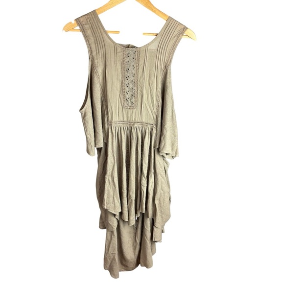 Free People Green Asymmetrical Flutter Sleeve Dress - Picture 3 of 8